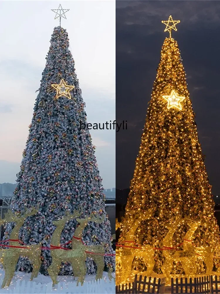 Outdoor Large Christmas Flocking Tree 3m 4-5-6 - 7-8-9 - 10 - 12m Christmas Decoration White Fleece Tree