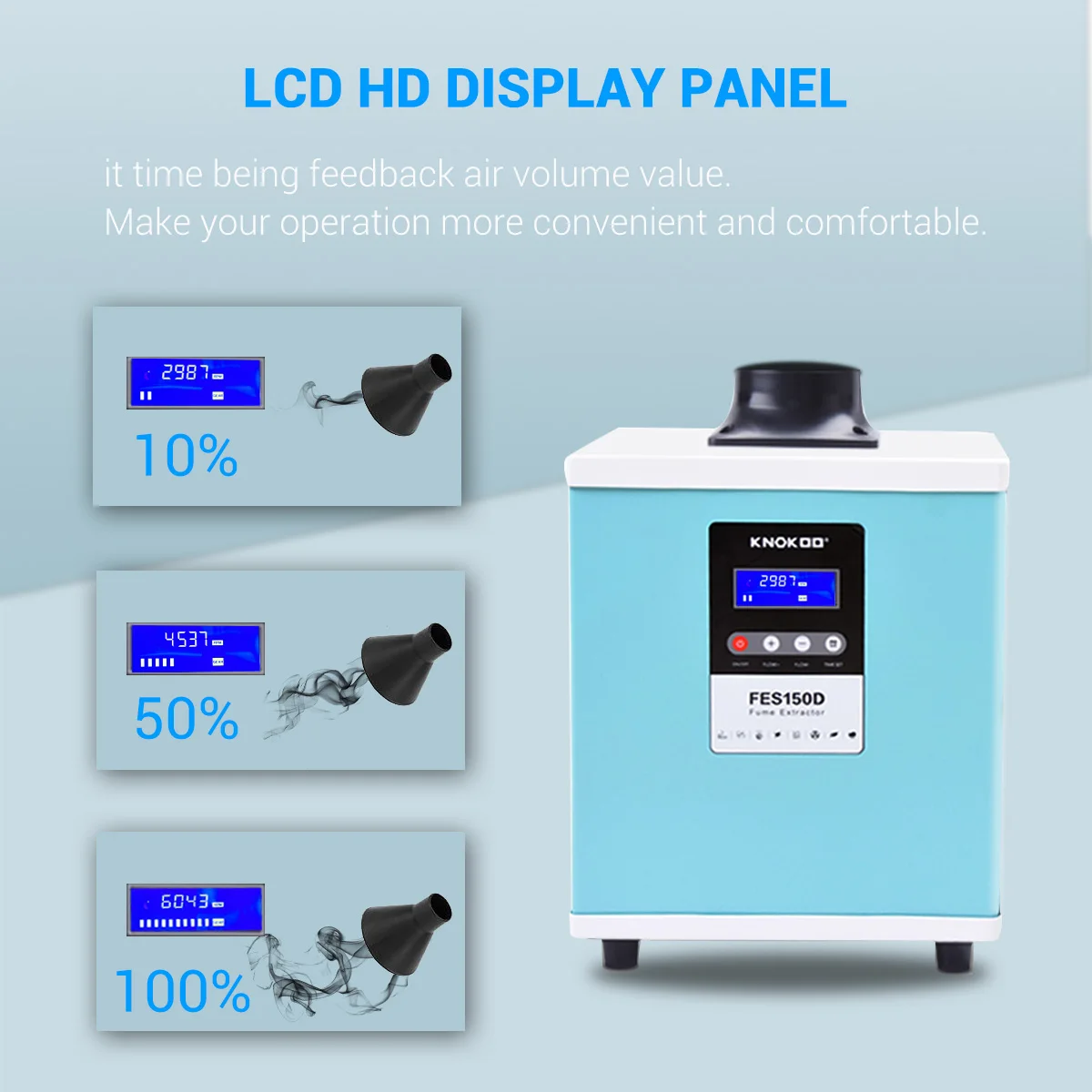 LCD Display Solder Fume Extractor FES150D Smoke Absorber Welding Fume Extractor For Laser Cutting,3D Printer ,DTF Printer Oven