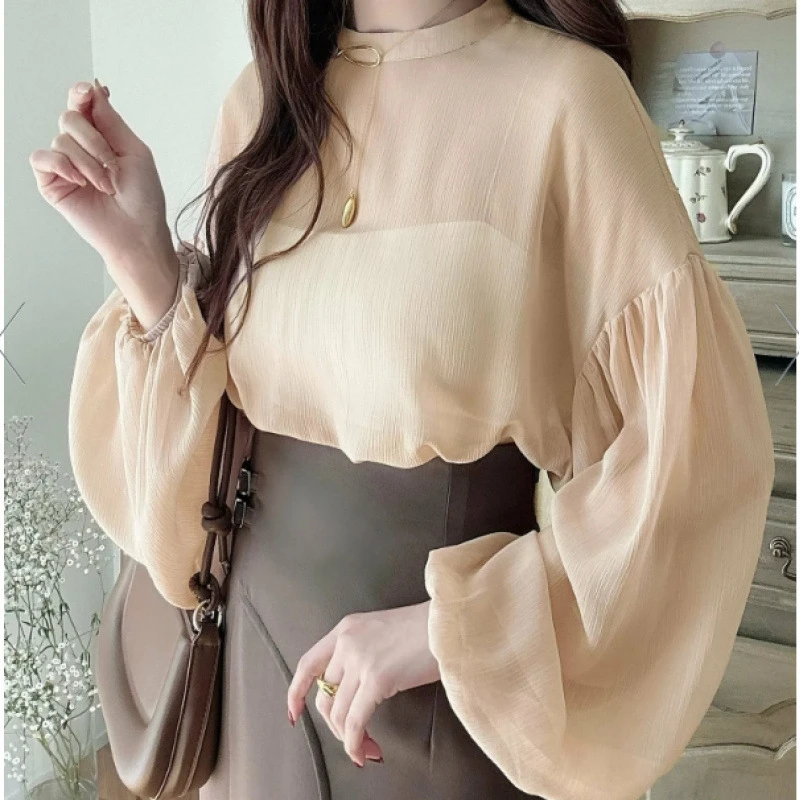 

Women Chiffon Blouse Long Sleeve Spring Summer Beach Air Casual Tops Comfortable Fashion