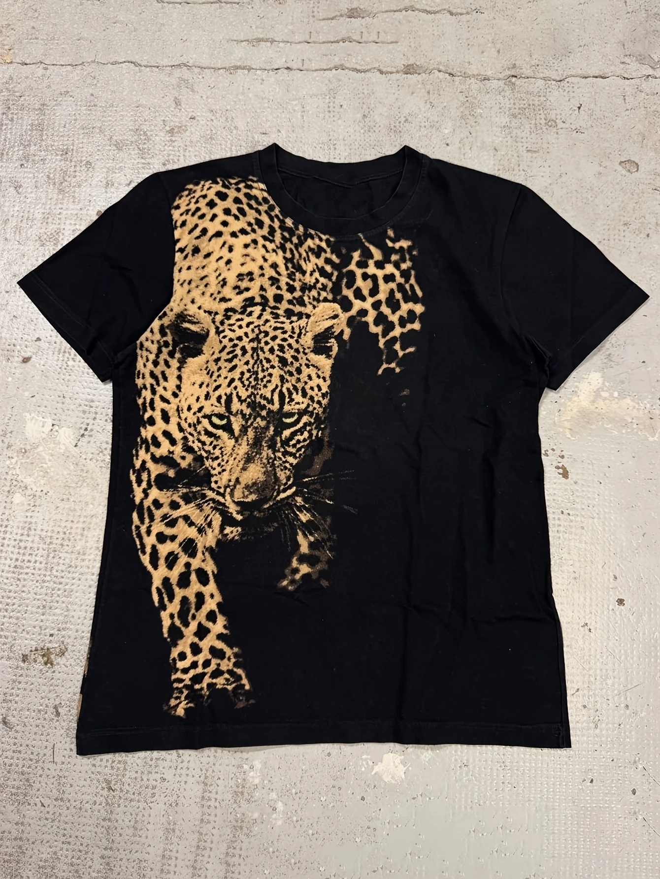 Black Leopard short sleeve Streetwear Print Graphic Cotton Y2k Short Sleeves Classic Oversized Unisex Neutral O-Neck hot product