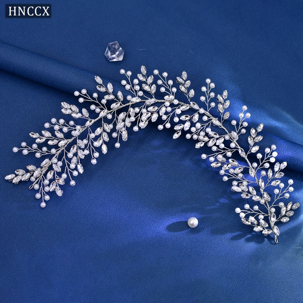 HNCCX Wedding Hair Accessories Elegant Rhinestone Pearl Headband Wedding Bridal Hair Ornaments Woman Party  Headdress CP446