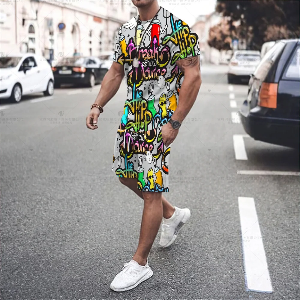 Tekst Graffiti Printing Polo Brief Hwc Casual Shirt Shorts Retro T-shirt Mannen Korte Mouw Kraag Pak Oversized Kleding