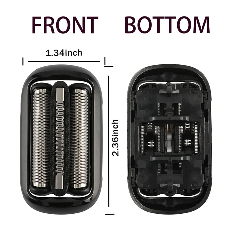 2 Pack Series 5/6 53B Replacement Head For Braun Electric Foil Shaver 5020Cs 5018S 5035S 5049Cs 5050Cs