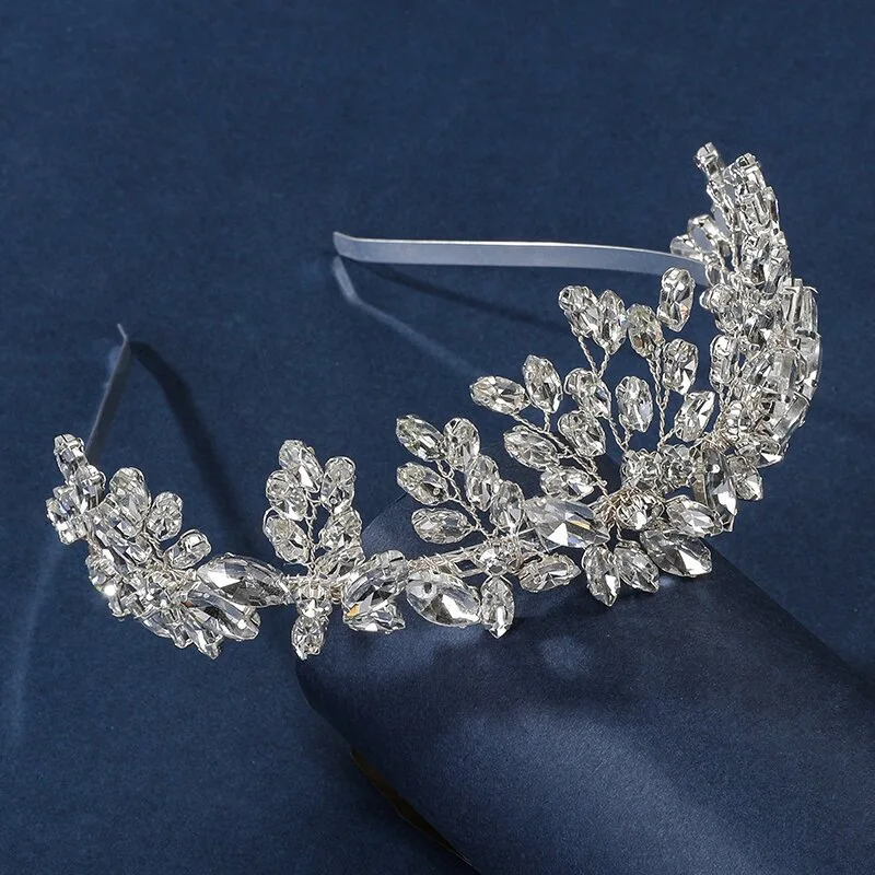 SLBRIDAL Handgefertigte Strass-Kristall-Perlen Braut-Tiara Stirnband Hochzeit Brautjungfern-Krone Frauen Mädchen Haarschmuck Accessoires – Detail 4