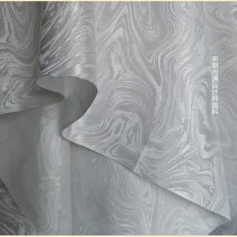 漂白された不規則な水紋テクスチャジャカード生地デザイナー中国風ファッション非弾性ジャケットクリエイティブ生地