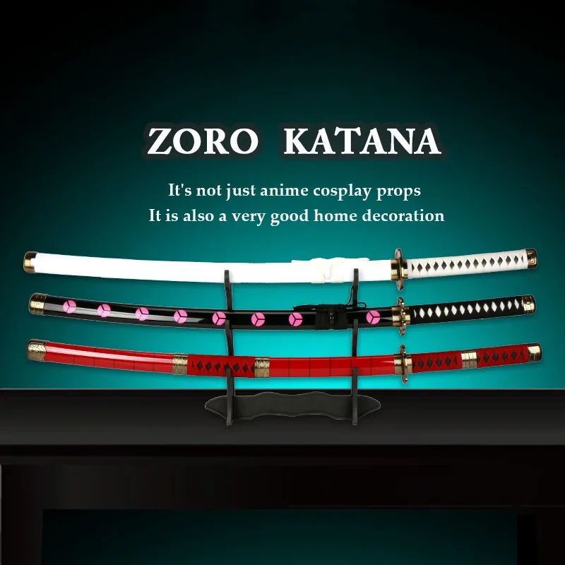 

41" Roronoa Zoro Katana Sword 3-pcs Wooden Toy Swords Anime Cos Weapon Props 1:1 original pattern Wado kitetsu Shusui Enma Sword