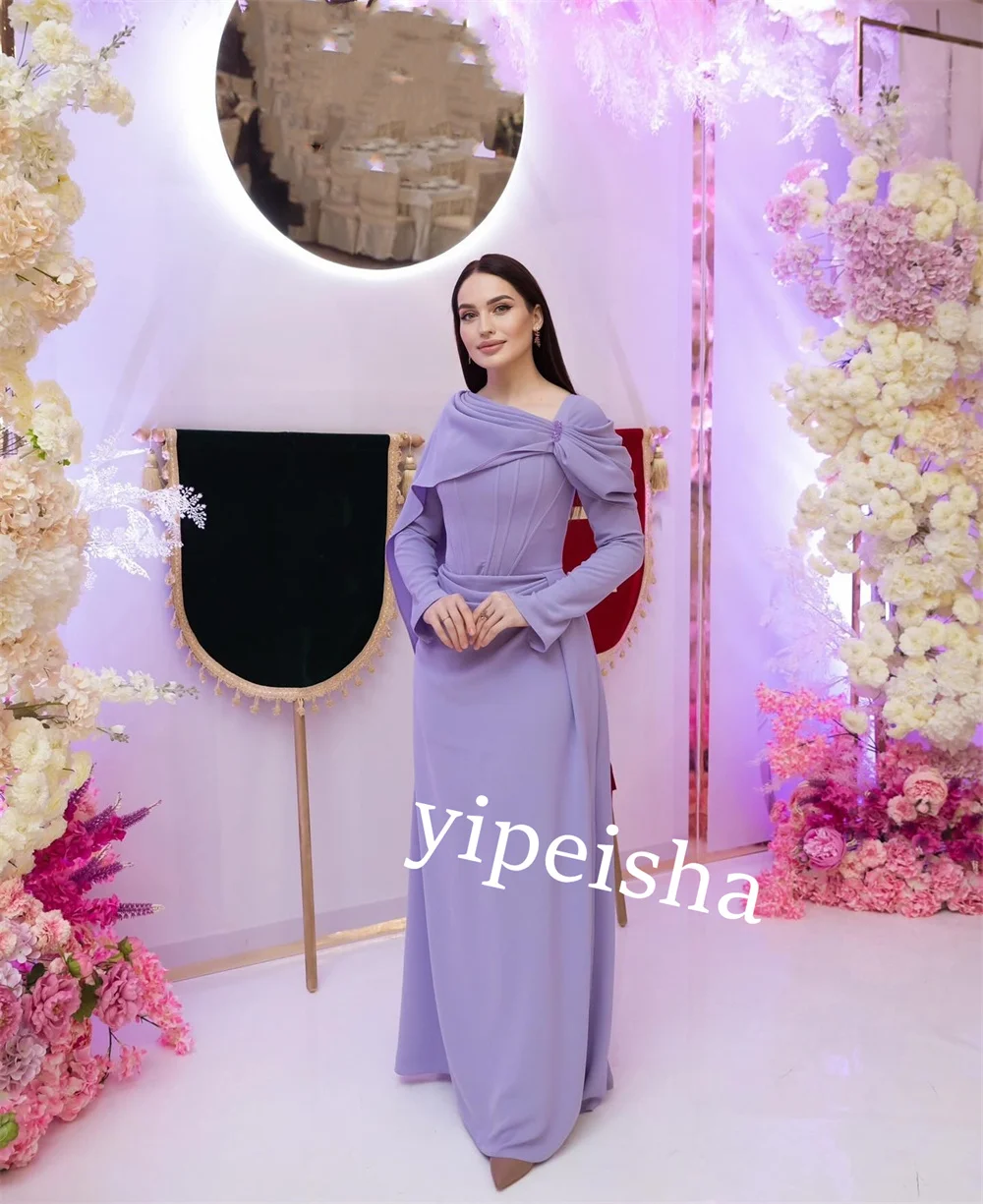 Jiayigong  Chiffon Pleat Christmas A-line Square Neck Bespoke Occasion Gown Long Dresses Saudi Arabia