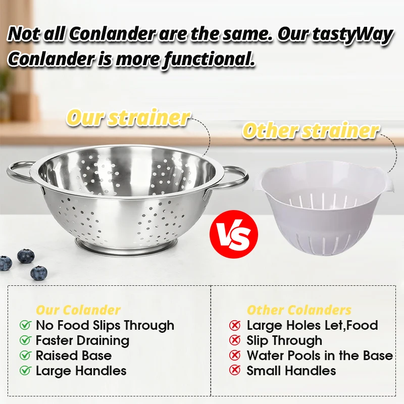 

tastyWay stainless steel drain basket, fruit washing basket, rice strainer, filter basket,passoire cuisine，strainer，Kitchen ac