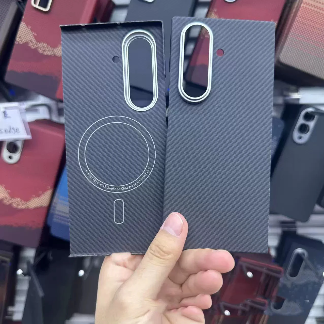 حافظة لهاتف سامسونج جالاكسي Z فولد 7 من ألياف الكربون الأراميد المغناطيسي لهاتف Magsafe حافظة شل ملحقات الهاتف المحمول كابا كوكيه