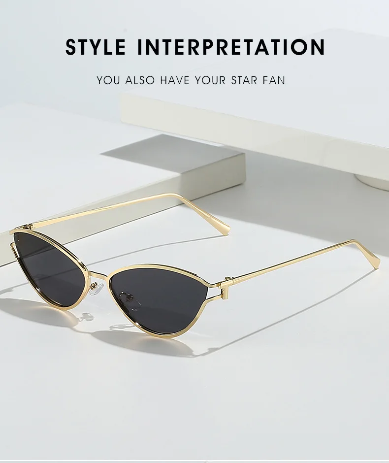 Marke Kleine Cat Eye Sonnenbrille Frauen Luxus 2042 Einzigartige Metall Rahmen Braun Sonnenbrille Trendy UV400 Brillen Shades Vintage – Detail 1