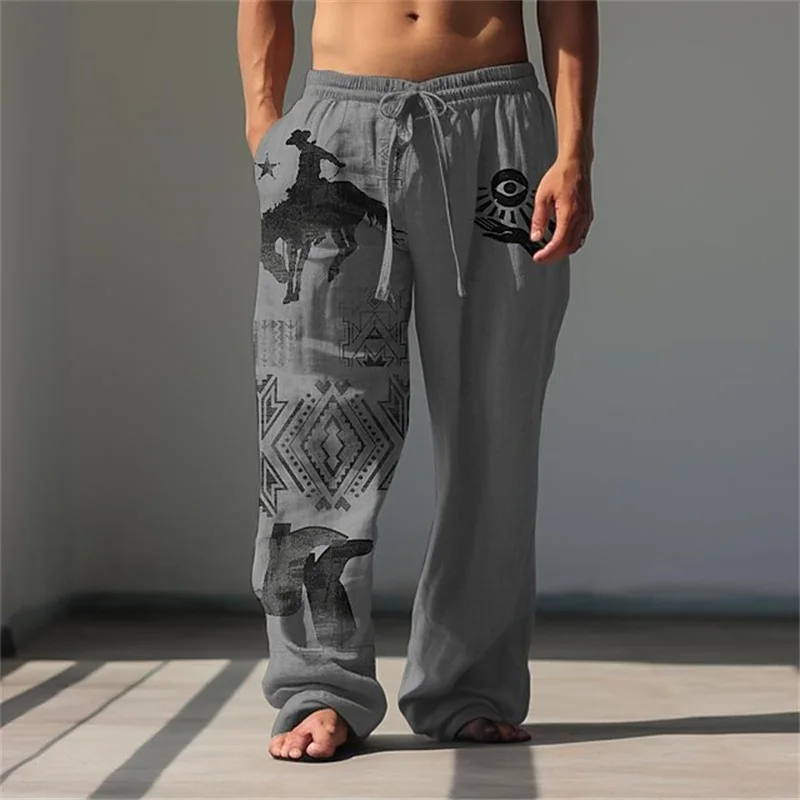 Herren-Freizeithose mit 3D-Linien-Print, entspannter Schnitt, weites Bein, lockeres Design mit Kordelzug für bequemes und atmungsaktives Tragen. – Detail 13