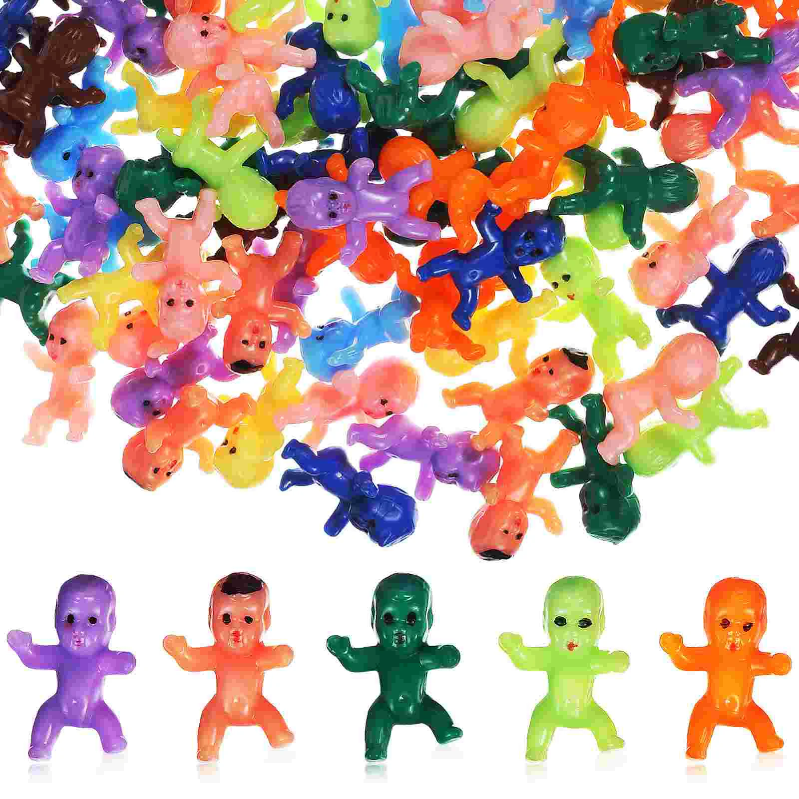 100 Pcs Little Baby Bathing Toys Mini Babies Kids Decorations Plastic Tiny Dolls Figurines Kids' Party Supplies