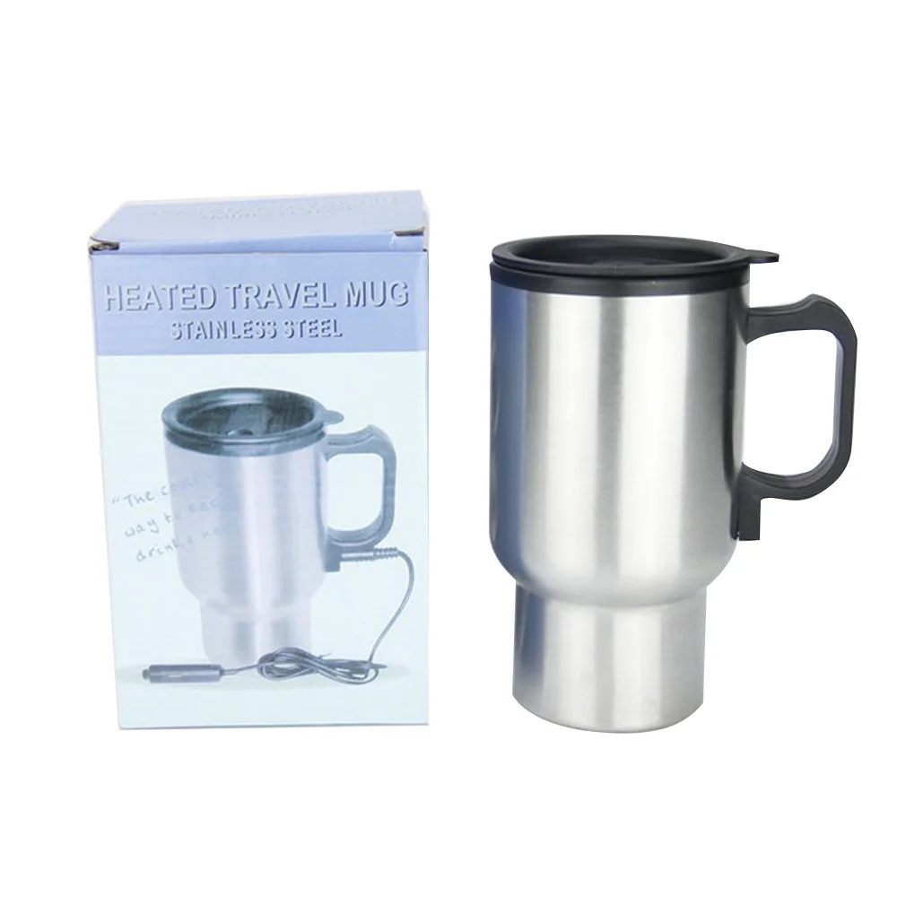 12V 450ml Electric Water Kettle Stainless Steel Car Heating Cup Coffee Tea Car Cup Mug Travel Water Coffee Milk Thermal Mug