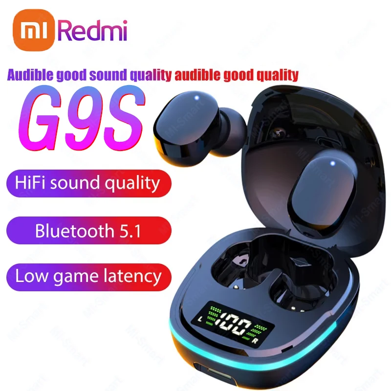 Xiaomi سماعة بلوتوث لاسلكية G9S سماعات رياضية مقاومة للماء تعمل باللمس سماعات أذن Hifi ستيريو مع ميكروفون