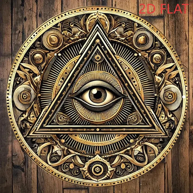 CIFBUY Retro Eye of Providence Aluminum Wall Art Waterproof Rustproof Metal Decor for Home Bar Man Cave Mystery Vintage Sign