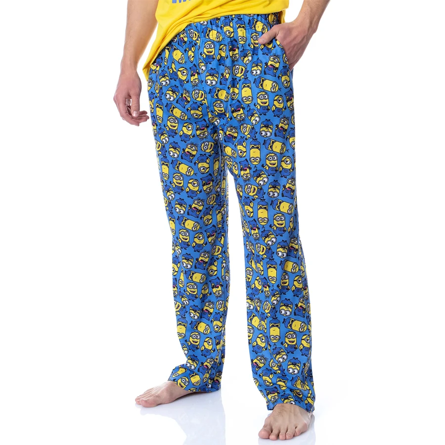 Potdemiel Minions Cartoon Allover Print Adult Kids Lounge Pajama Pants Summer Quick-dry Soft Comfy Lightweight Wide-leg Pants