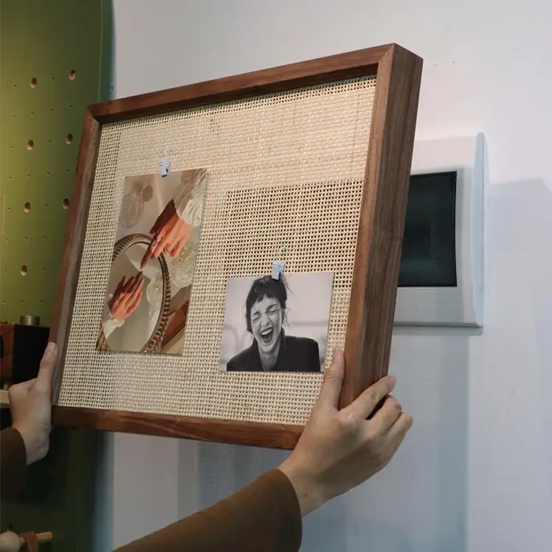 

Rattan Circuit Breaker Cover Wall Mounted Meter Box Decor Solid Wood Electrical Box Hiding Cabinet Modern Woven Art for Hallway