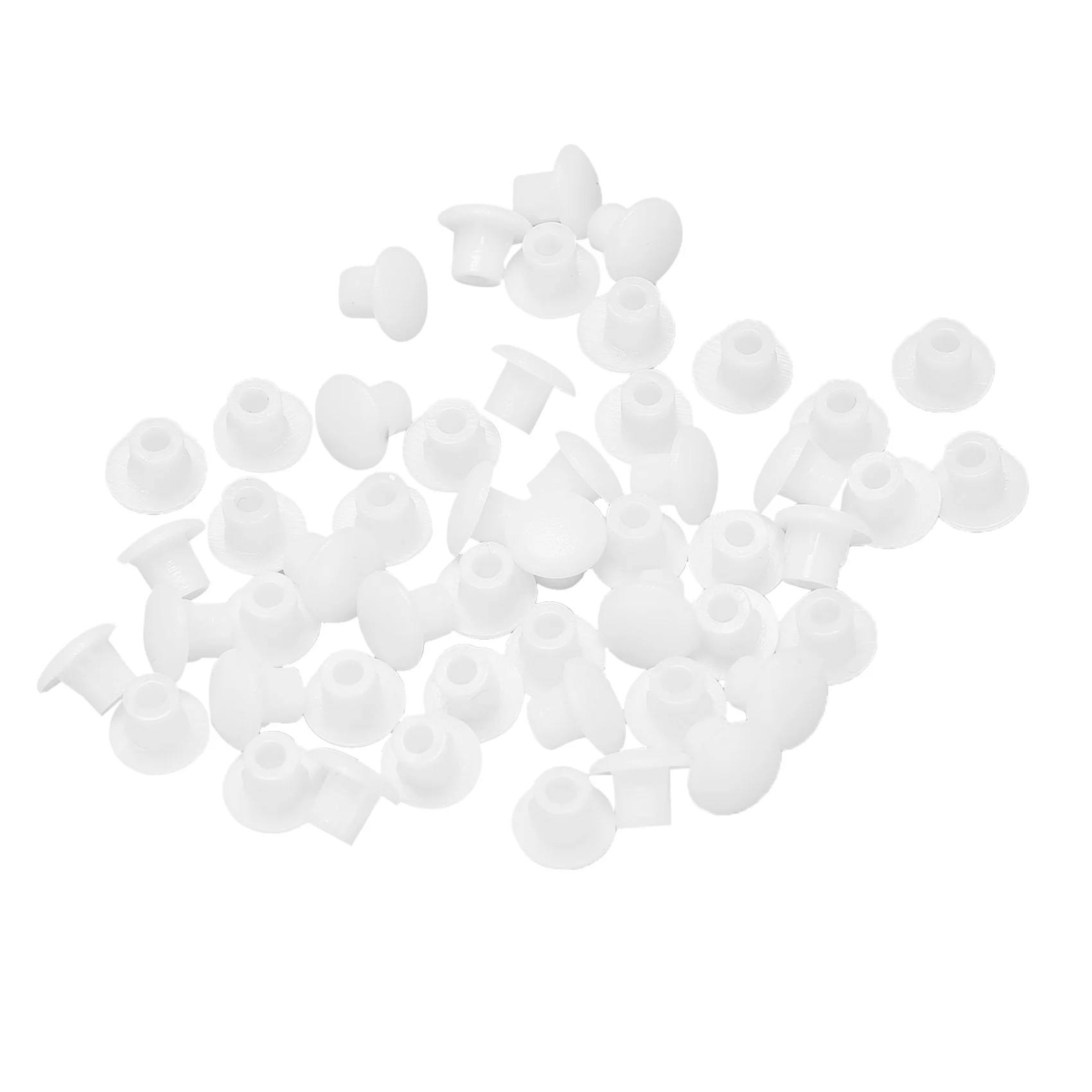 X07A Plastic Round Shaped Cover Screw Cap Lid White 50pcs for 5mm Dia Hole