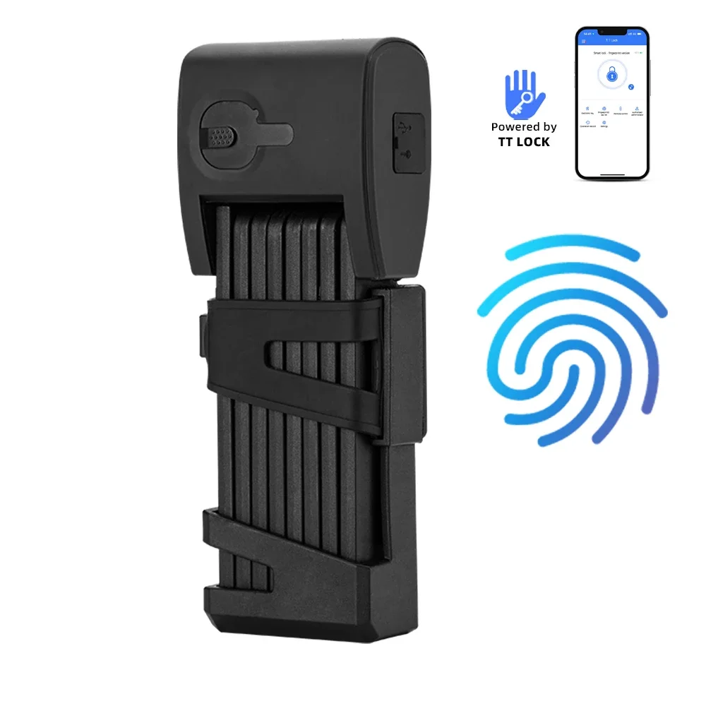 Cdok Smart Vingerafdruk Vouwfietsslot 65 Mn Staal Ip67 Waterdicht Elektrisch Slot Tt Lock App Unlock Voor Fiets Motorfiets - afbeelding 1