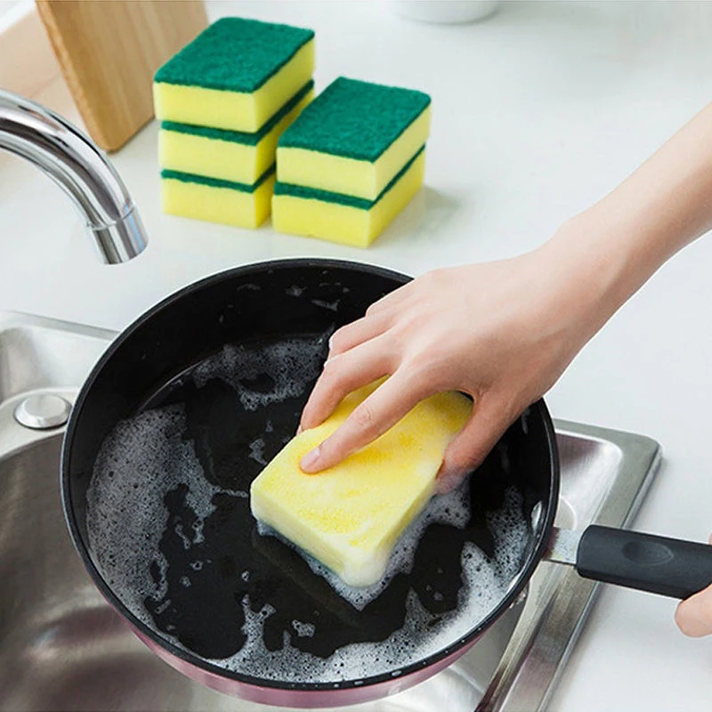 Cleaning Sponge Dish Scrubbing Brush Pot Scrubber Microfiber Dish Cloths Scouring Pads Cleaning Tools Kitchen Accessories