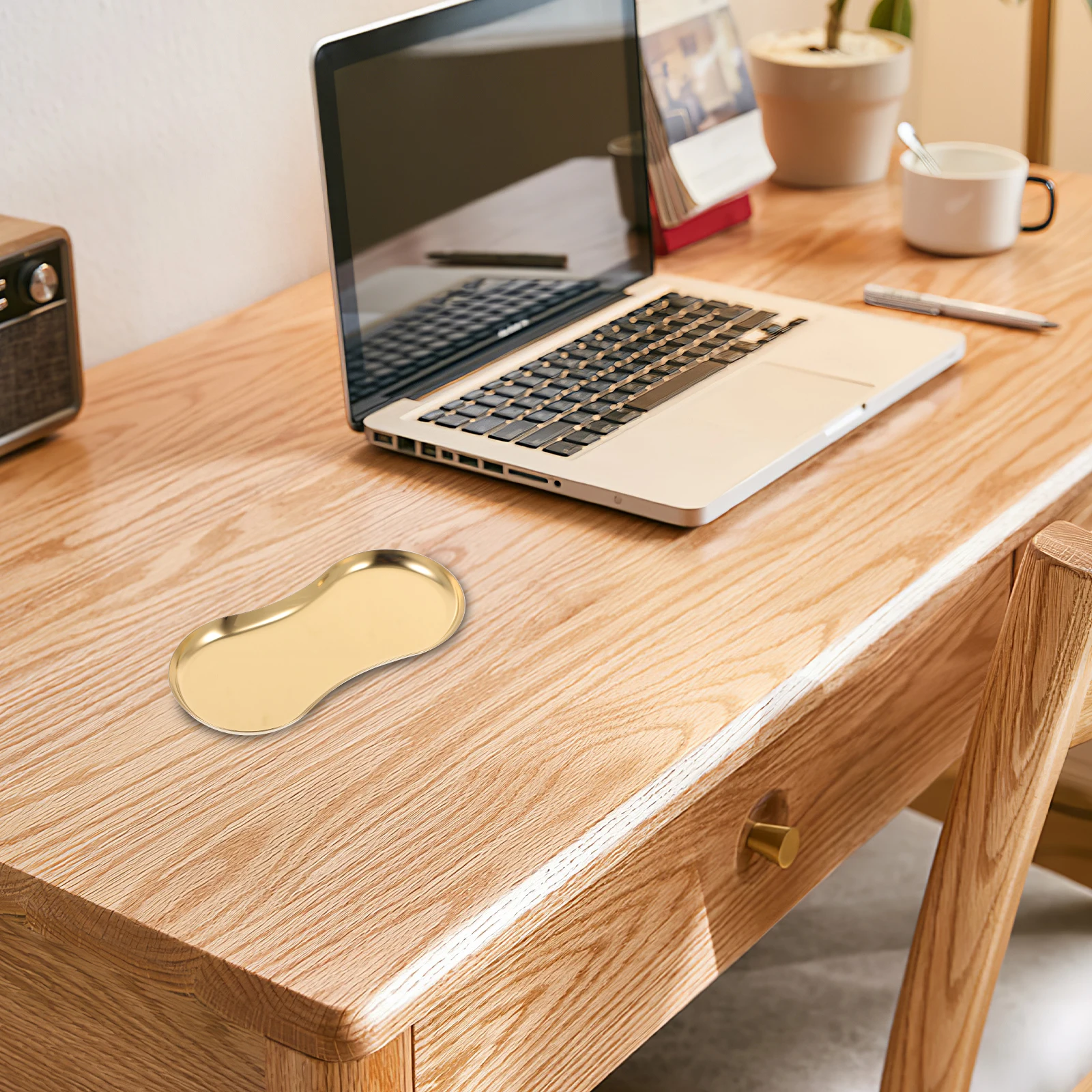 

2pcs Organizer Tray Stainless Steel Jewelry Storage Plate For Dresser Vanity Desktop Accessories Holder Trinket Dish