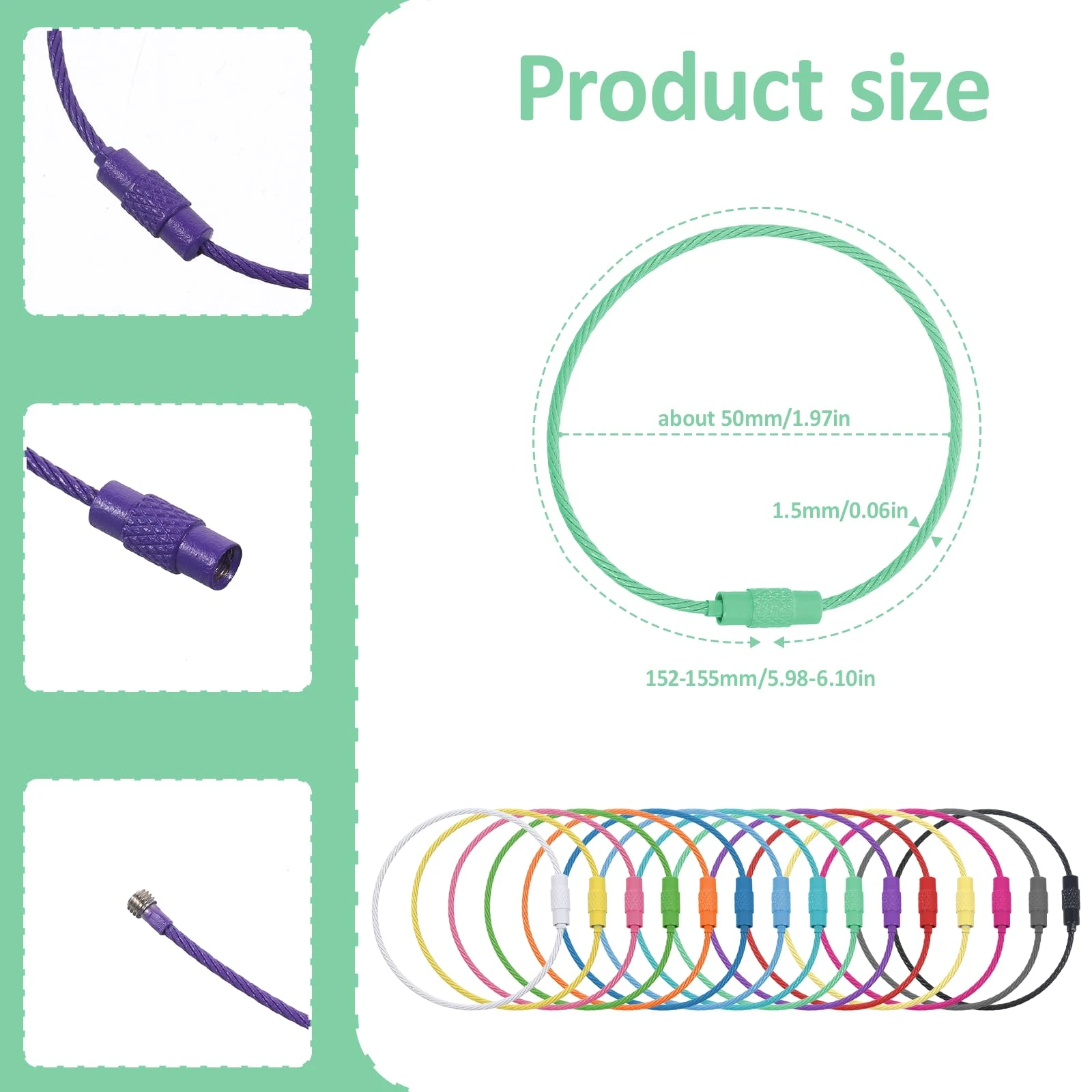 10pcs Multi-Color Durable Cable Keychains for Outdoor Camping, Luggage Tags, Key Tags, Key Rings, DIY Keychains, Screw Tools