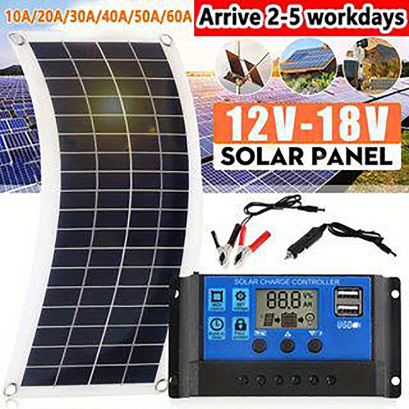 12V 18V portable solar panel kit - with efficient USB charging interface, suitable for mobile phones,  cars, outdoor RV camping