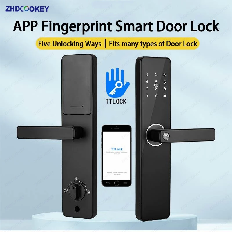 

Smart Door Lock House TTLock APP Remote Unlock Fingerprint IC Card Password Keypad Anti-Theft Entrance Electronic Room Door Lock