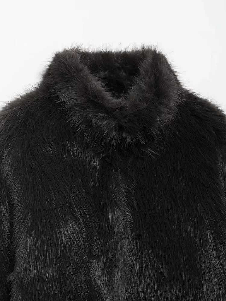 Frauen 2025, Winter Neue Faux Pelzmantel Frauen Jacken Kurze Braune Flauschigen Warme Mantel Revers Schärpen Lose Mode Kleidung Oberbekleidung