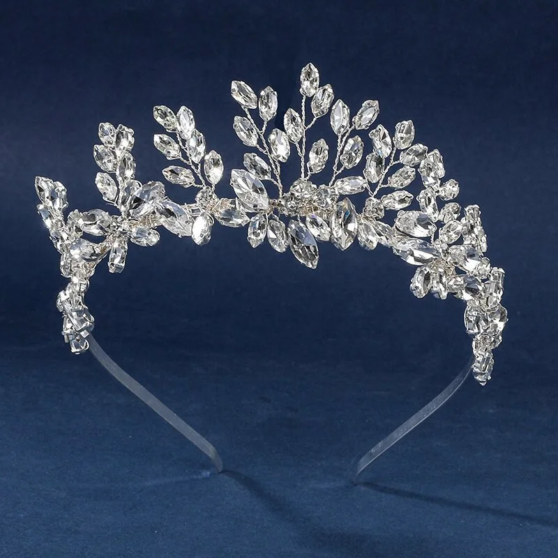 SLBRIDAL Handgefertigte Strass-Kristall-Perlen Braut-Tiara Stirnband Hochzeit Brautjungfern-Krone Frauen Mädchen Haarschmuck Accessoires – Detail 1