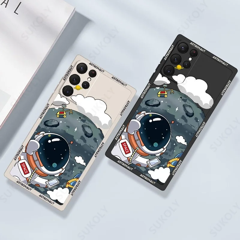 Space Astronaut Case For Samsung Galaxy S25 S24 FE S26 S23 S22 Ultra Plus A57 A37 A17 A56 A16 A36 A54 A55 A15 5G TPU Phone Cover