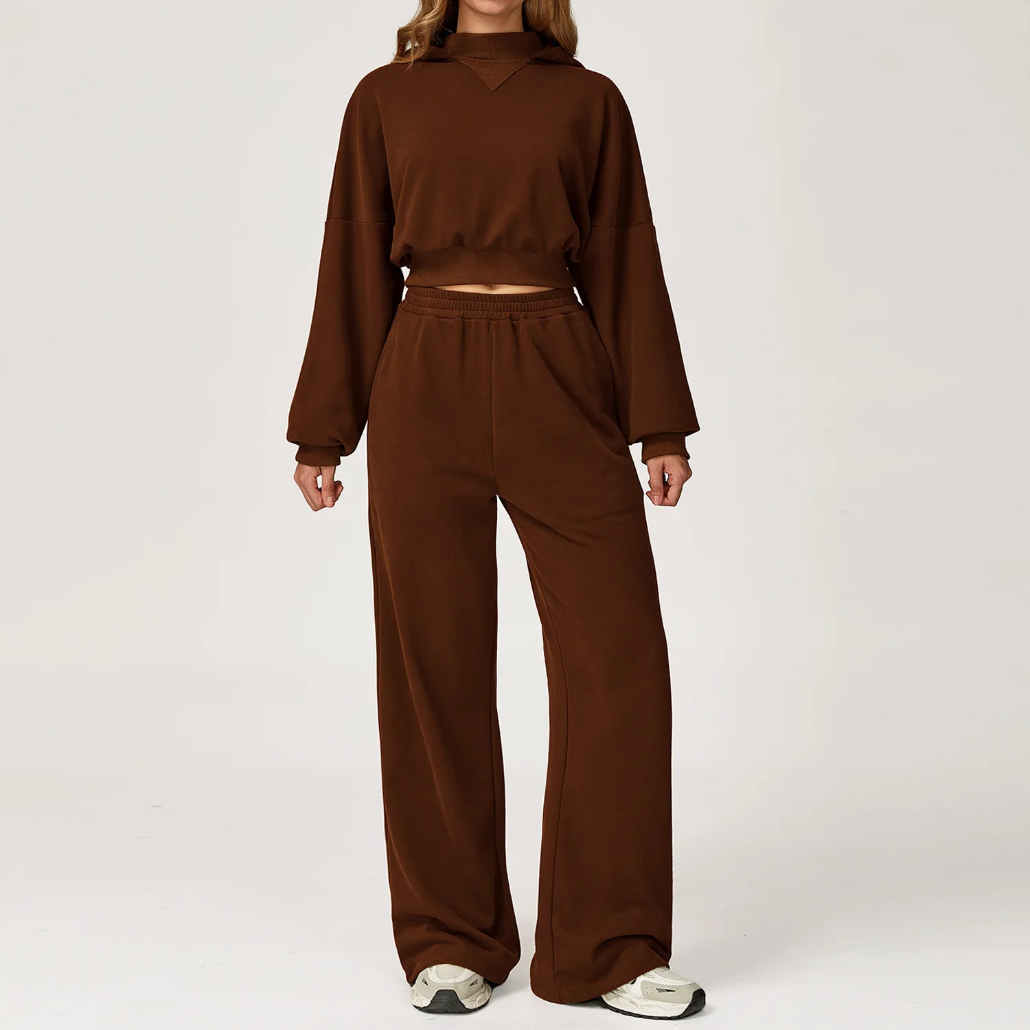 Nuovi vestiti da donna da 2 pezzi Set da yoga allentato per esterni casual Set di felpe con cappuccio calde invernali Set di abbigliamento sportivo da corsa casual da donna