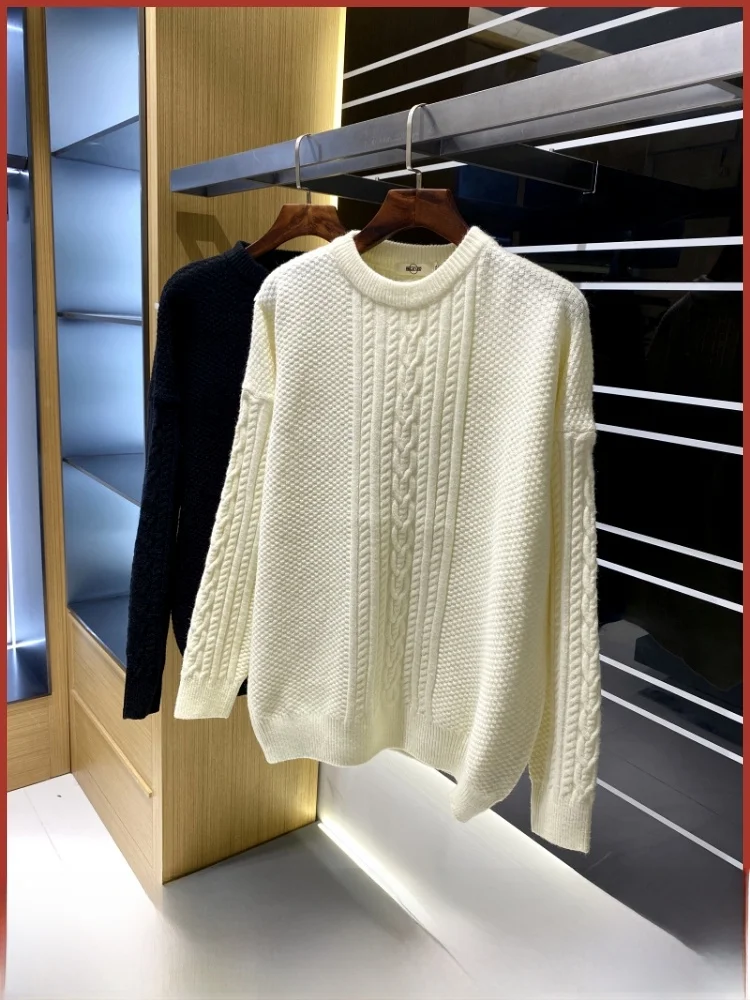 

Мягкий уютный круглый вязаный свитер Ne, мужской и женский осенний модный тактильный текстурированный повседневный длинный топ све с плоским узором