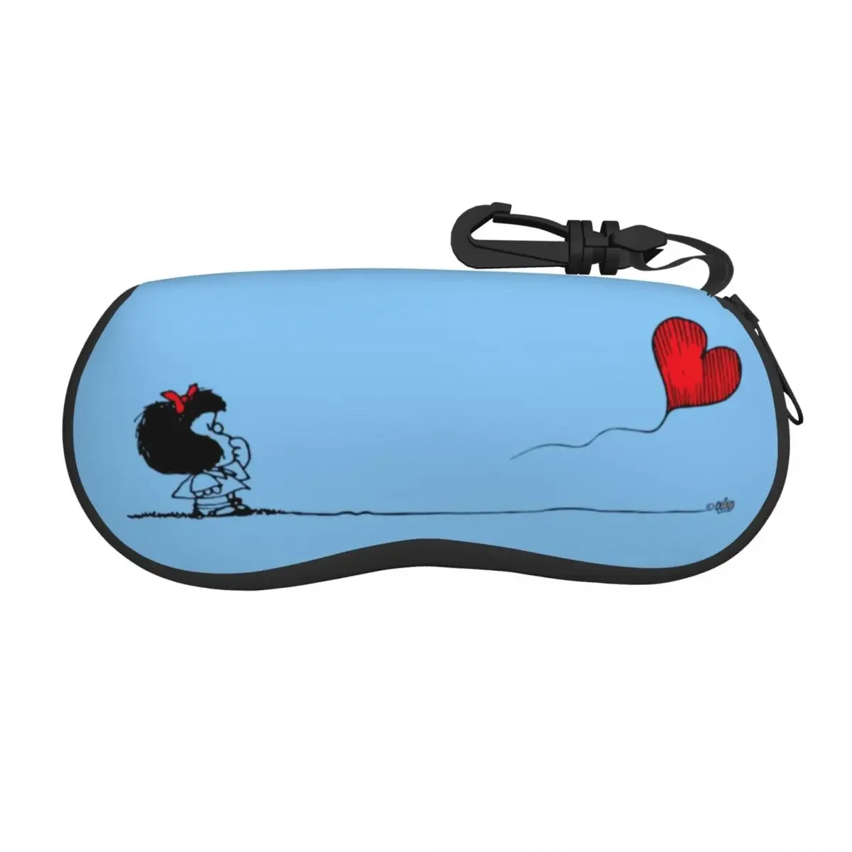 

Custom Mafaldas Balloon Heart Eyeglass Glasses Case Women Men Soft Cartoon Quino Comics Sunglasses Protective Bag