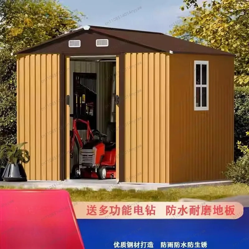 

8x6 Ft Outdoor Storage Shed with Window, Lockable Steel Tool Shed for Garden Backyard Patio