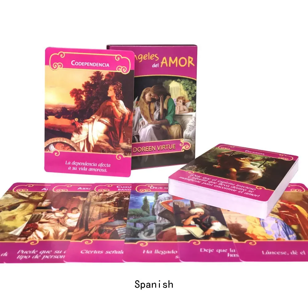 1Pcs Spanish Romance Angel Oracle Card Leisure Entertainment Games Card Family Gatherings Tarot Games Card 44 Card