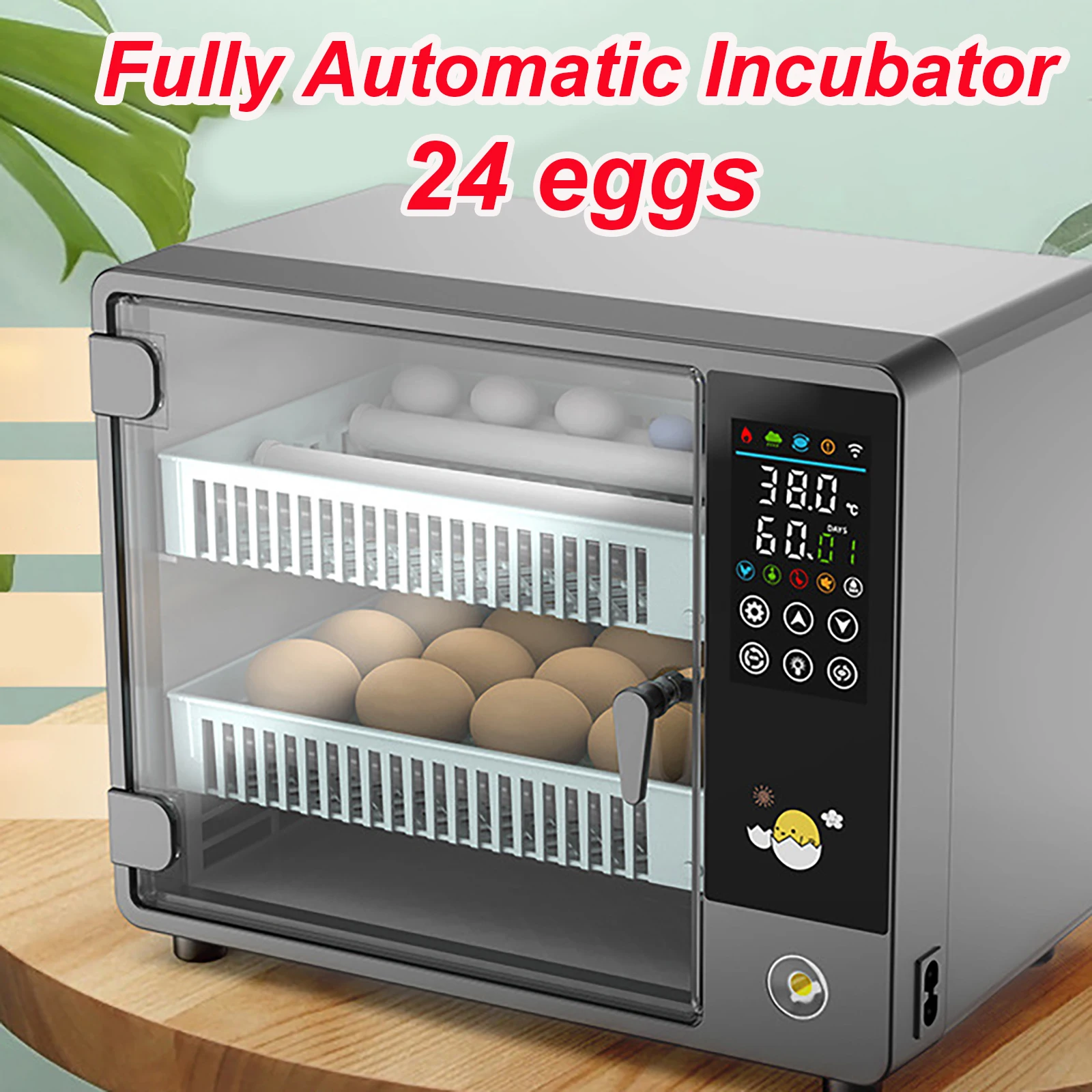 

24 Eggs Incubator Fully Automatic Turning Temperature Control Touch Screen Household Electric Incubator for Chicken Duck Goose