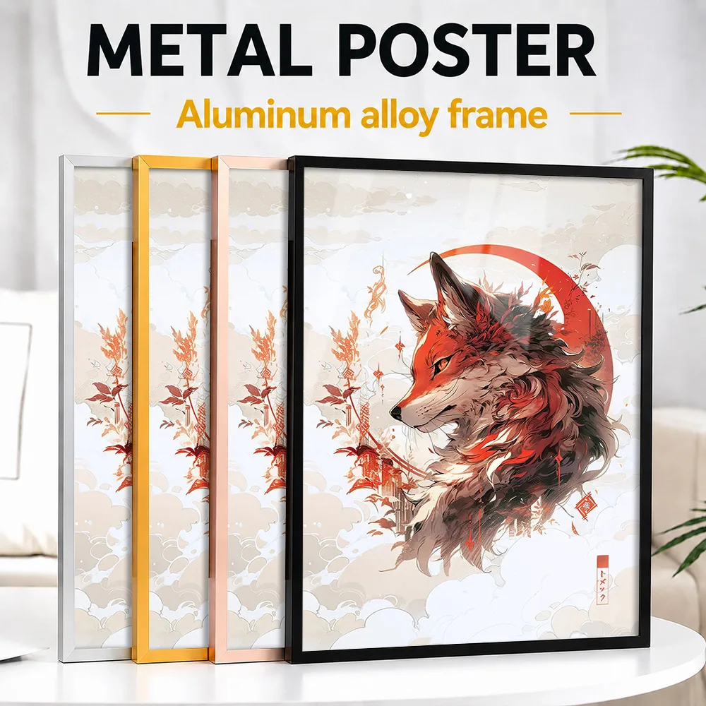 Japanese Fox Spirit Framed Aluminum Metal Poster Customized Photo Dramatic Quest Style Wall Art For Study Memorable Gamer Gift