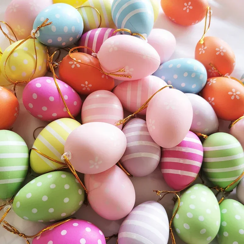 

12pcs Easter Artificial Eggs Decorations For Home Colorful Easter Eggs Hanging Craft Kids Gift Favor Easter Chicks Party Decor