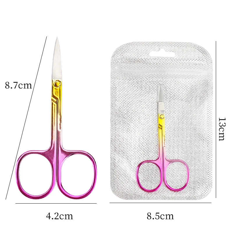 Tijera para cejas de 1 uds, recortador de pestañas, utensilio para eliminar el vello Facial de cutículas de uñas de acero inoxidable, herramienta de