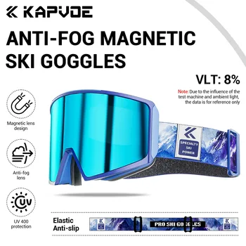 Kapvoe otg óculos de esqui uv400 atração magnética anti-nevoeiro óculos de esqui masculino snowboard feminino ao ar livre neve óculos de sol