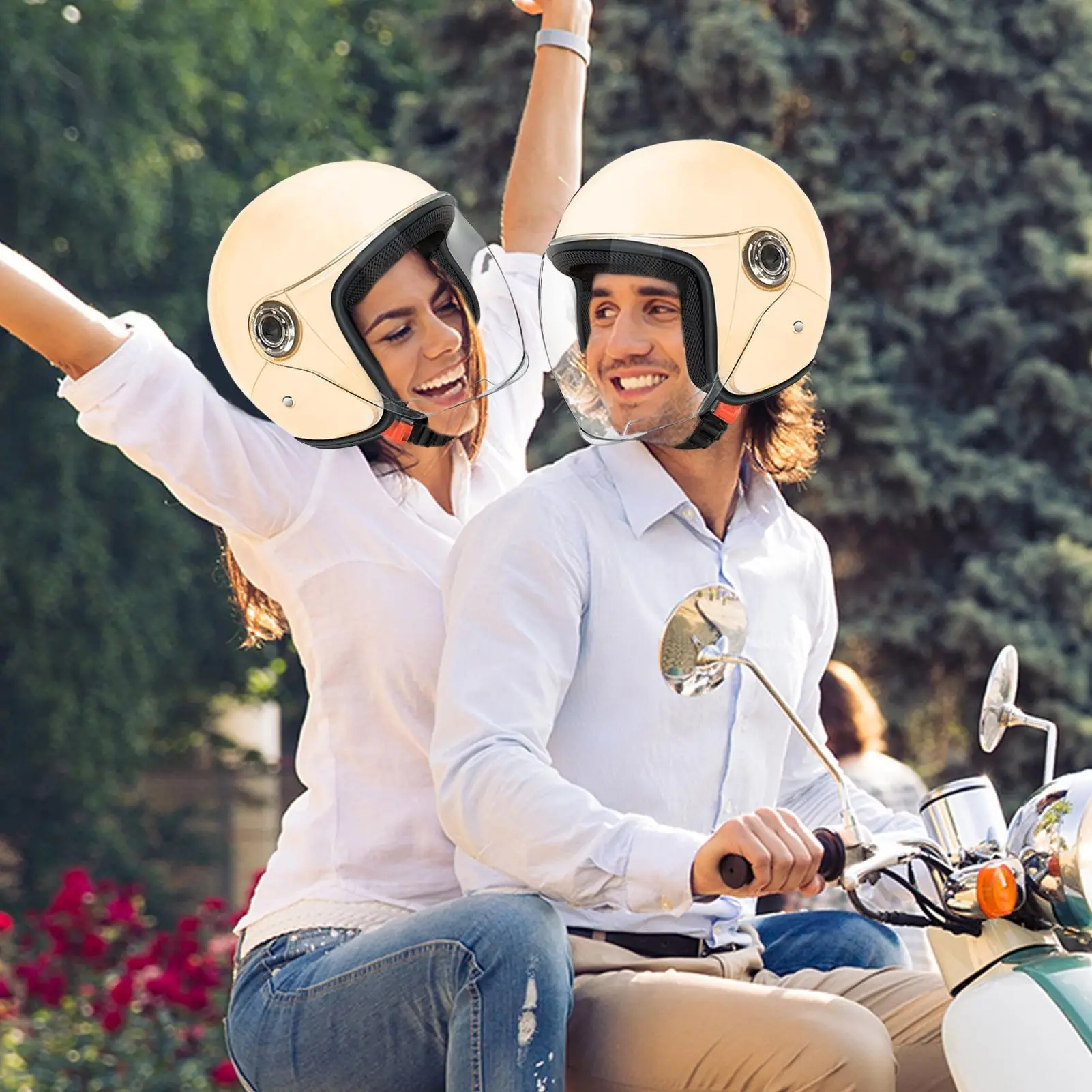 

Large Motorcycle Helmet Open Face Adults Helmets Protective Gear With Visor For Outdoor Riding Adventure Commuting Sportbike