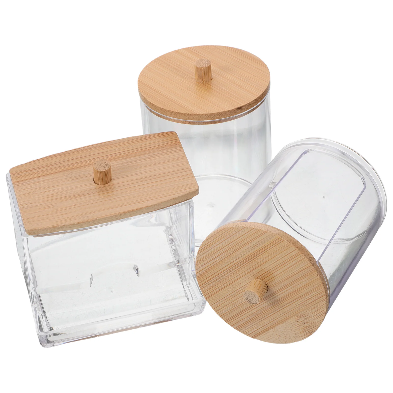

3Pcs Transparent Plastic Cotton Swab Box Clear Container for Bathroom Vanity Storage Sturdy Square Organizer with Lid Cotton