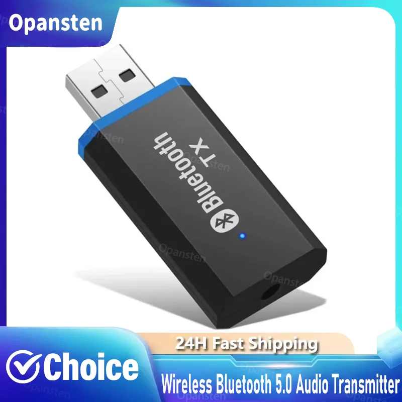 Bluetooth Transmitter 5.0 + EDR Audio Adapter For TV PC Headphones 3.5MM Jack AUX USB Stereo Music Wireless Adapter Plug & Play