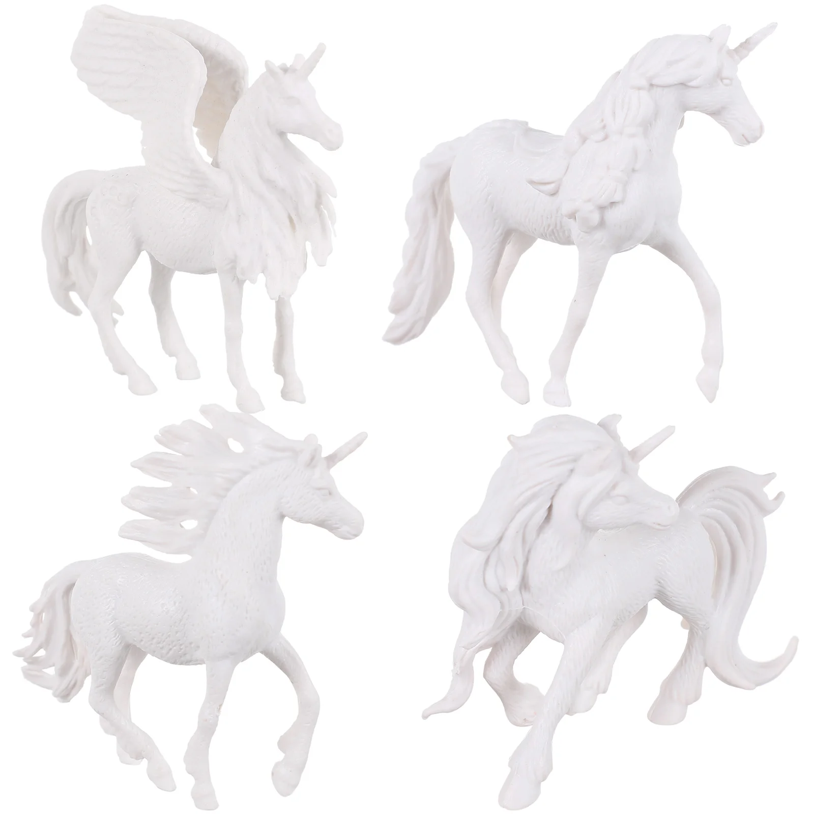 4 Pcs Coloring White Embryo Unicorn Painting Model Kit Mold DIY Toys Plastic Party Favors Gifts Molds Personalized