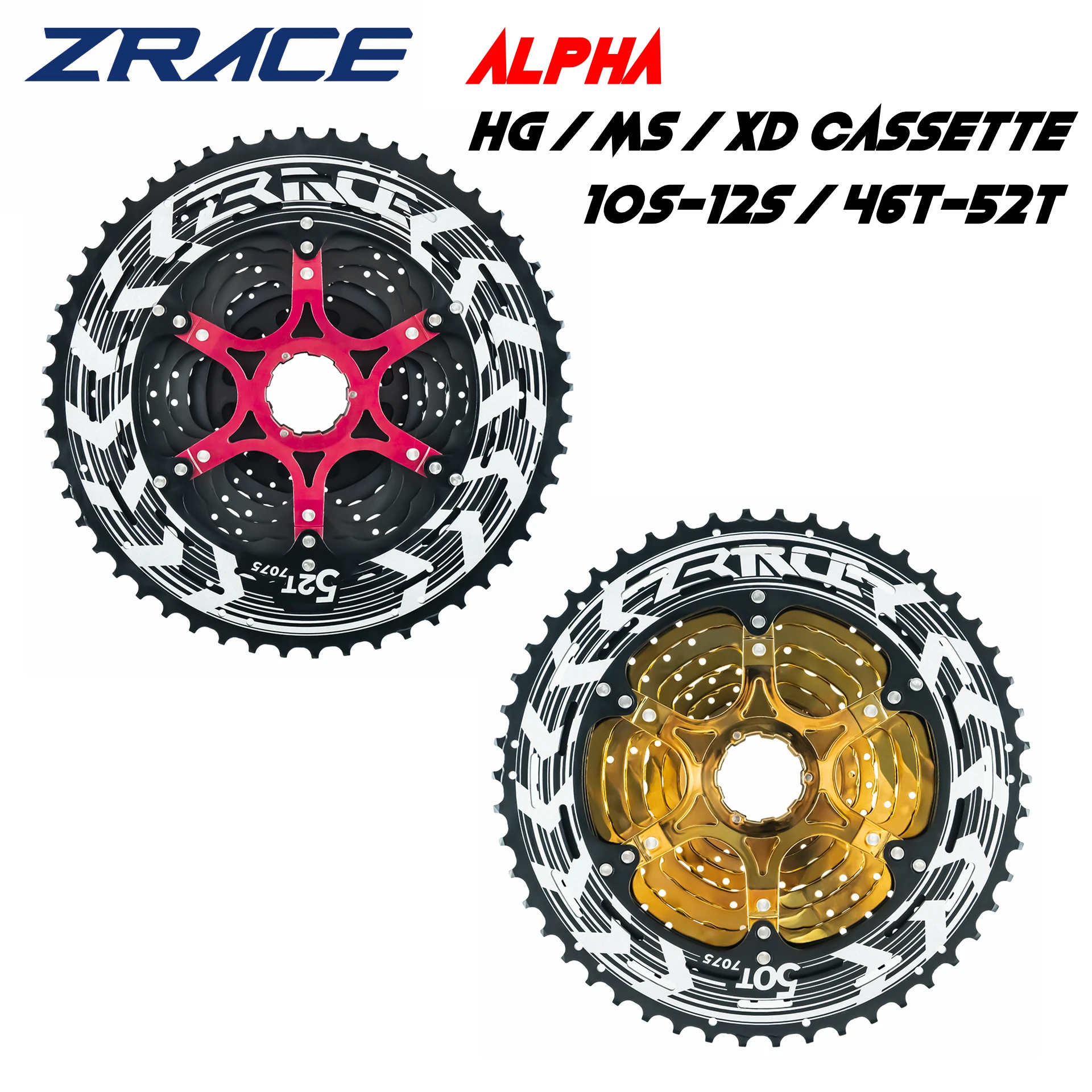 ZRACE ALPHA Lightweight Cassette 10s 11s 12s MTB bike freewheel, HG / MS / XD freehub, 46T / 50T / 52T