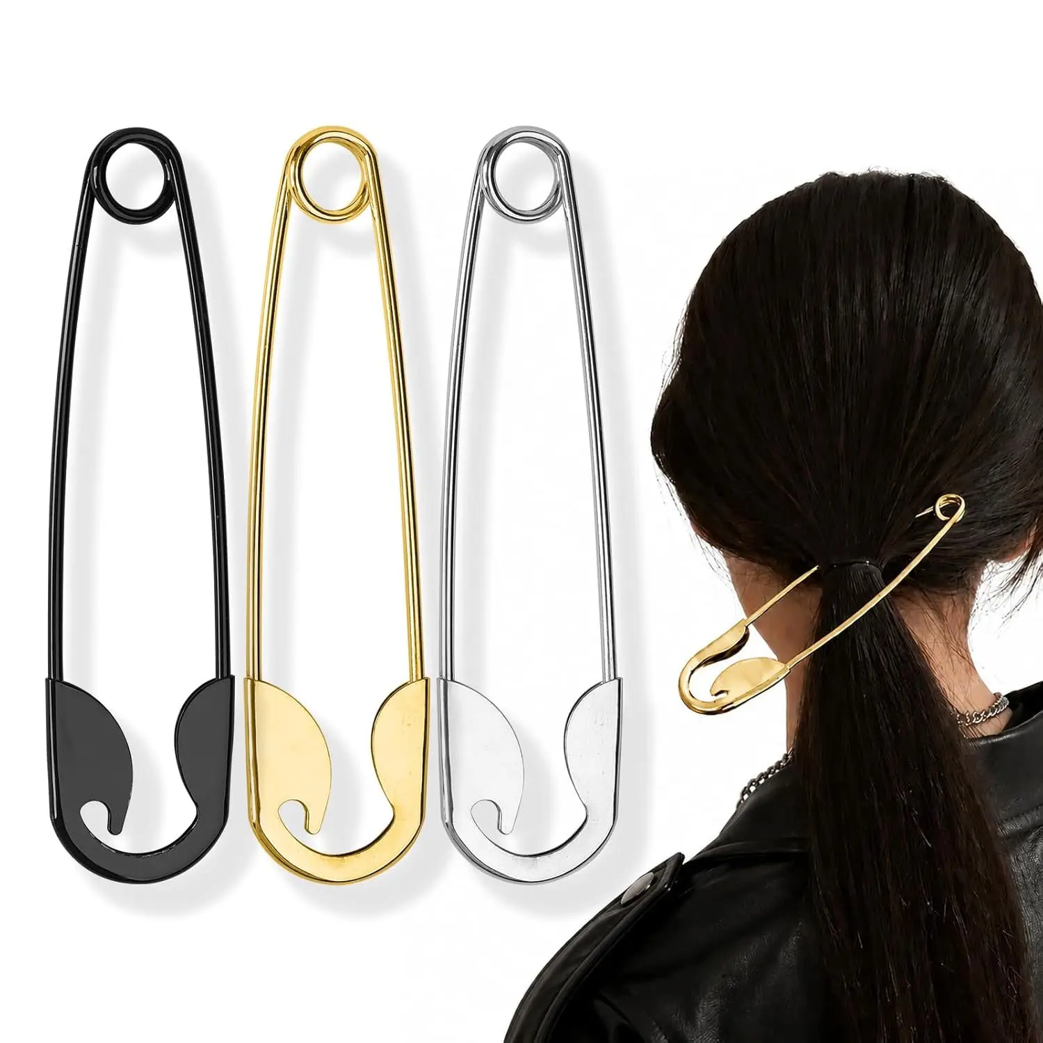 Simple Big Size Brooch Pin Women Hair Clip Brooch Buckles Jeans Fixed Suit Clothing Waist Clip Lady Waist Tighting Pins Jewelry