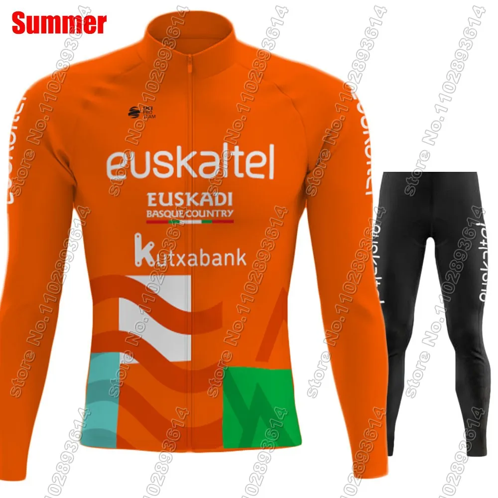 New Euskaltel Euskadi Team 2024 Cycling Jersey Set Summer Mens Long Sleeve Clothing Suit MTB Bike Road Pants Bib Ropa Ciclismo