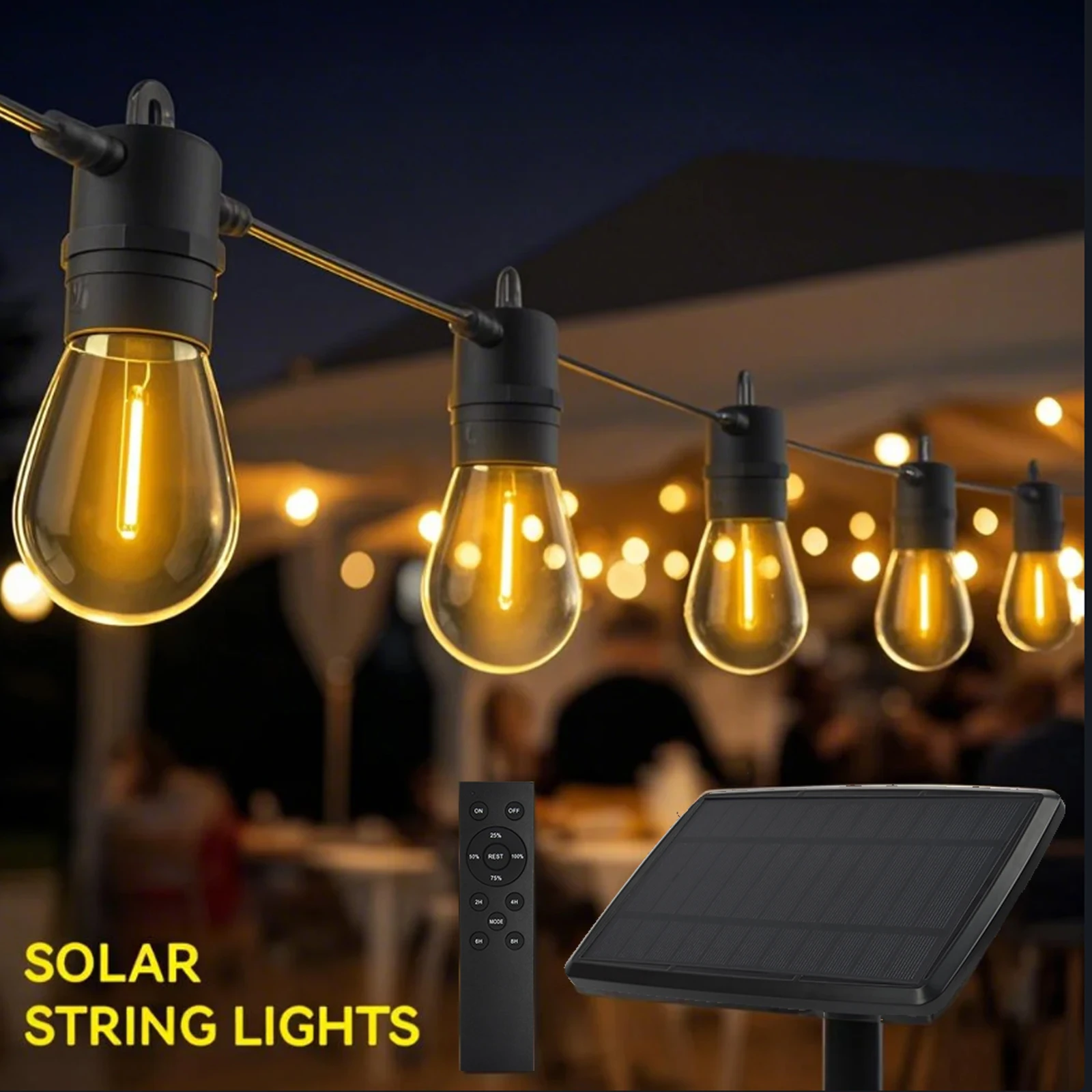 Solar Lights Outdoor S14 Garland Lights String IP65 Waterproof Garden Fairy Light with Remote Control Wedding Party Decor Lamp