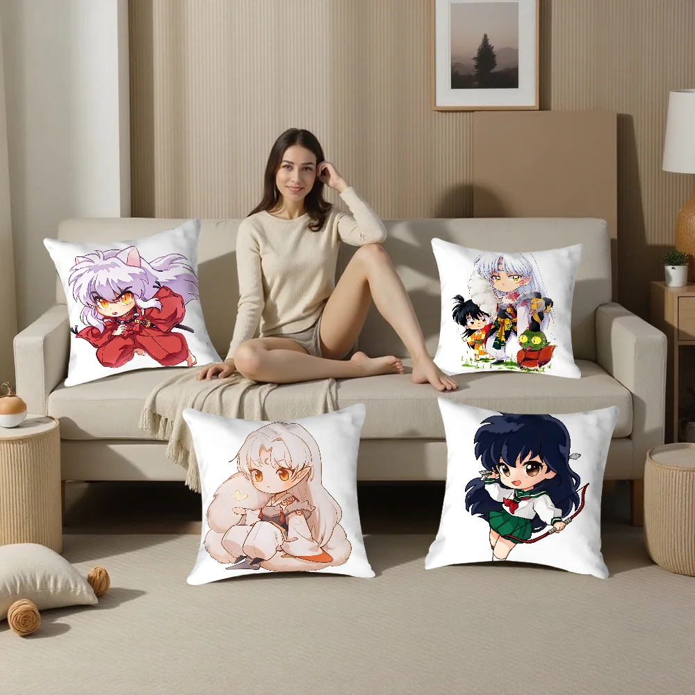 I-InuYasha Anime Pillow Case Plush Fabric Soft  Pillowcase Double Sided Print  Sofa Cushion Cover Throw Pillow Cover